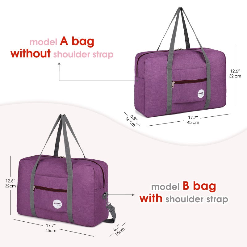 WANDF For Spirit Airlines Personal Item Bag 18x14x8 Travel Duffel Bag Underseat Foldable Carry-on Luggage for Women (B- Denim Purple) - Image 3